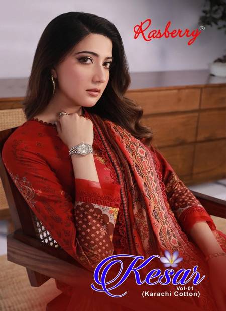 Kesar Vol 1 By Rasberry Karachi Cotton Dress Material Wholesale Market In Surat With price